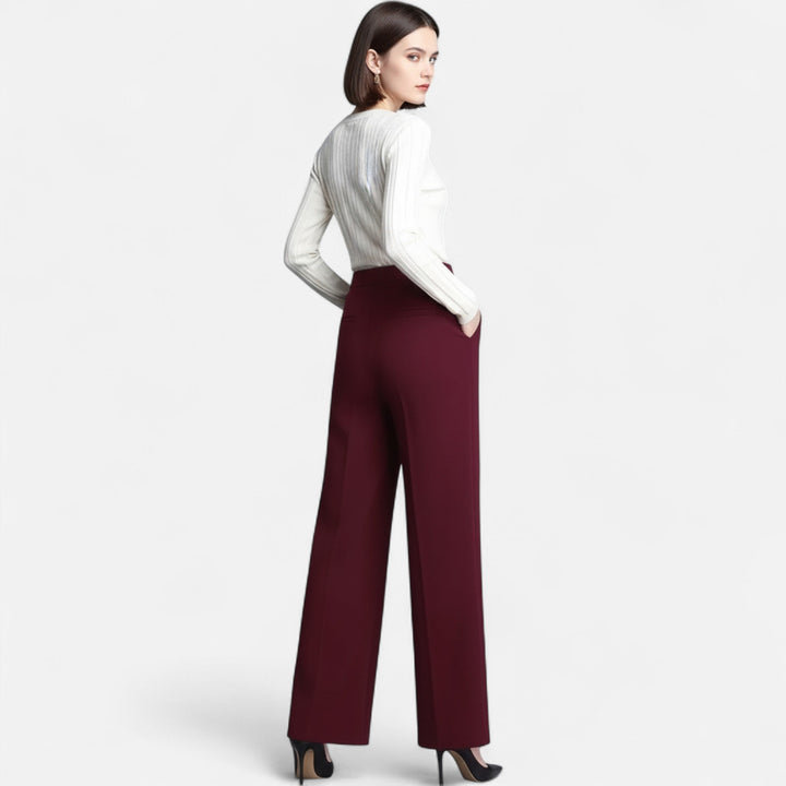 Elegant high-waisted wide-leg trousers for women, perfect for a sophisticated yet comfortable look.