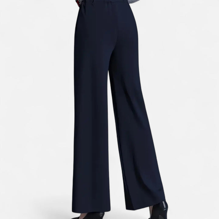 Fashionable women's high-waist wide-leg trousers, combining elegance and comfort for any setting.