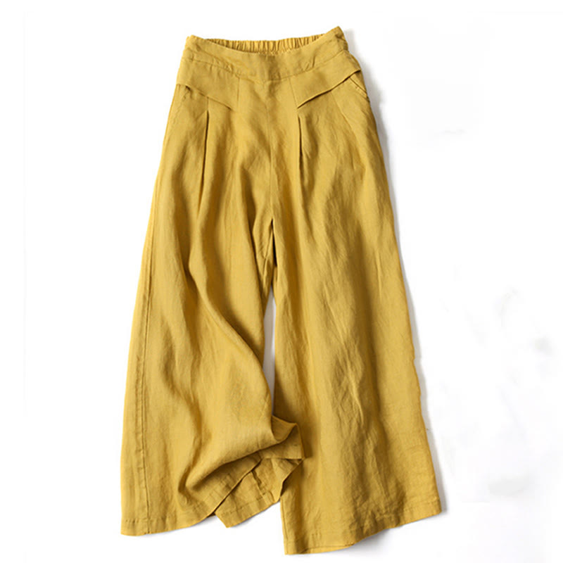 Women's high-waist wide-leg trousers, elegant pleat front, ideal for office or casual chic.