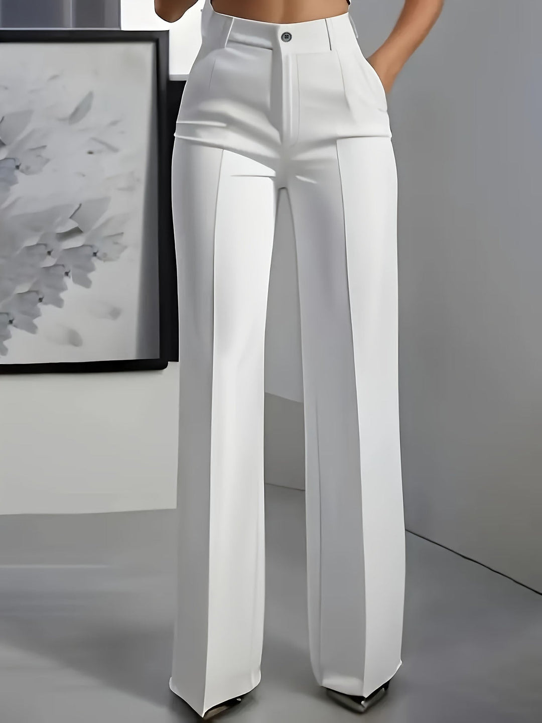 Comfortable wide leg palazzo trousers for women, versatile for work, casual outings, or elegant fashion styling.