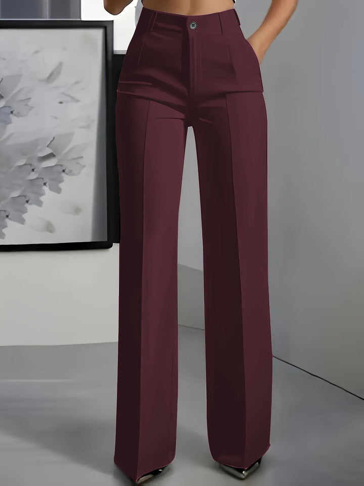 Soft, comfortable high waist wide leg trousers for women, designed for all-day wear. Elegant and versatile fashion.