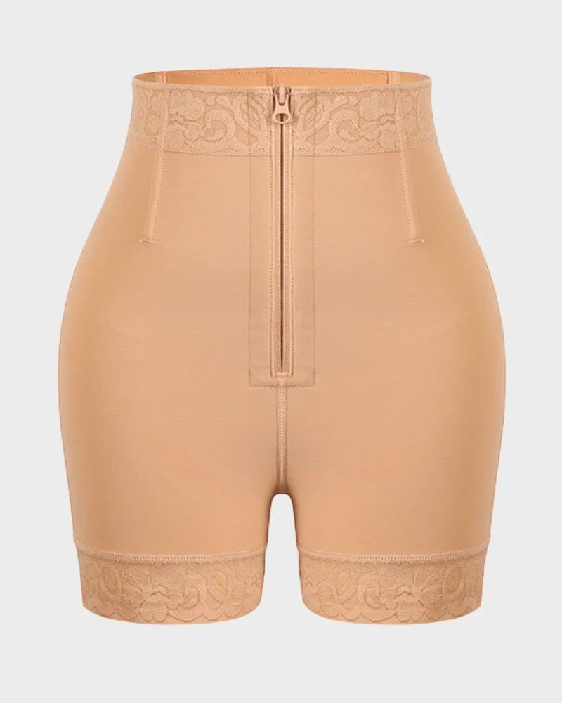 Seamless women's high-waisted shapewear shorts, tummy control for smooth slimming under clothes.