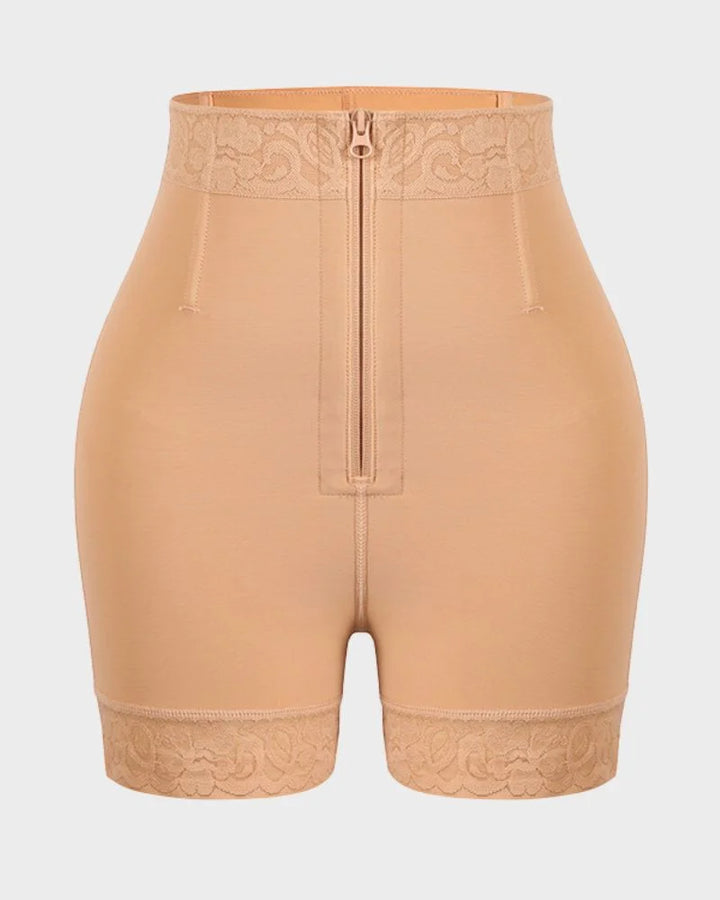 Seamless women's high-waisted shapewear shorts, tummy control for smooth slimming under clothes.