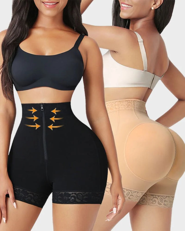 Comfortable women's high-waisted shapewear shorts, seamless tummy control for smooth silhouette.