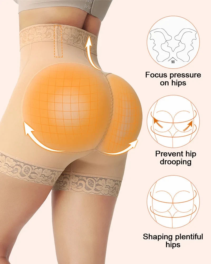 Women's high-waisted shapewear shorts, intimates for slimming tummy control & a lifted butt.
