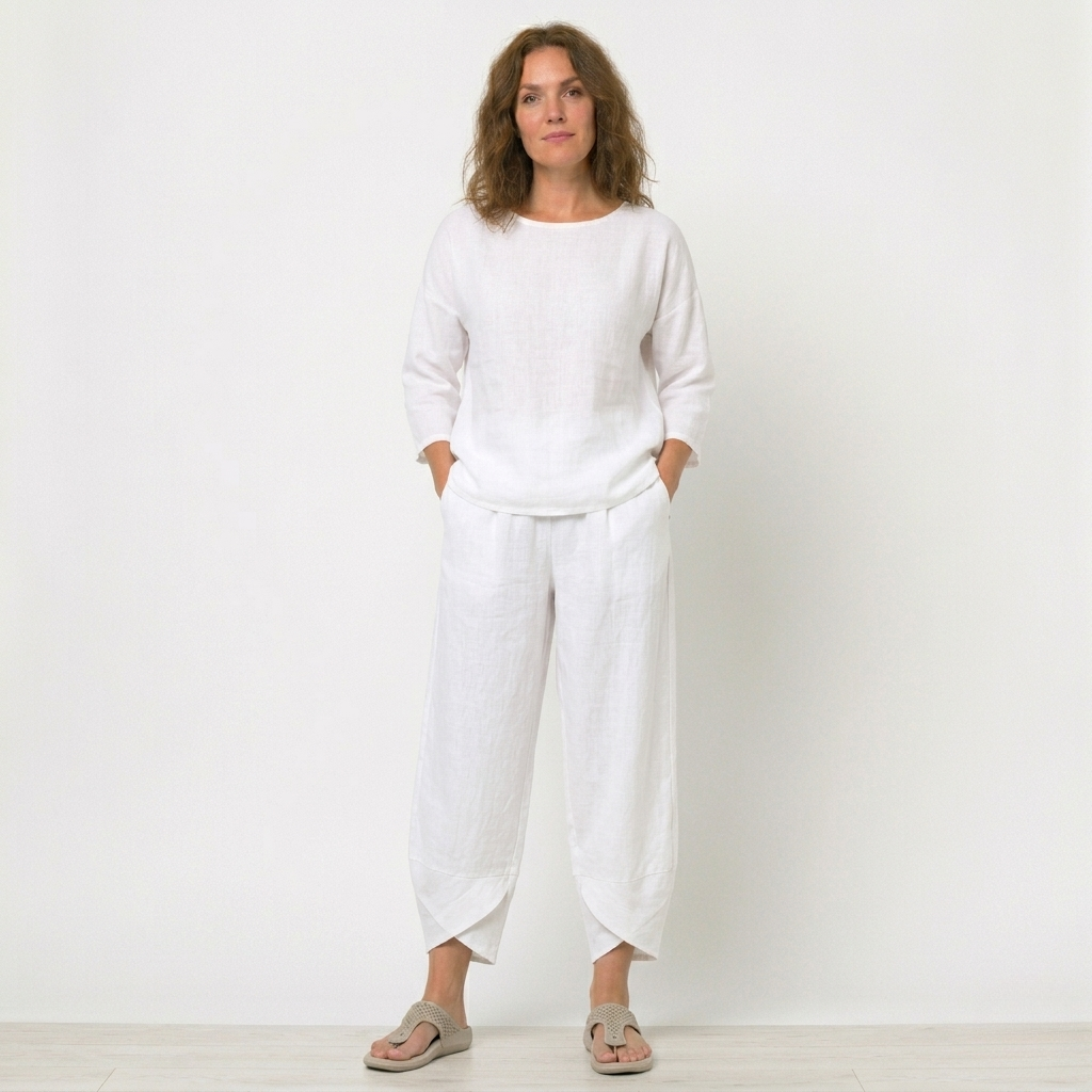 Versatile high-waisted tulip hem trousers for women, great for casual outfits or dressed-up looks.