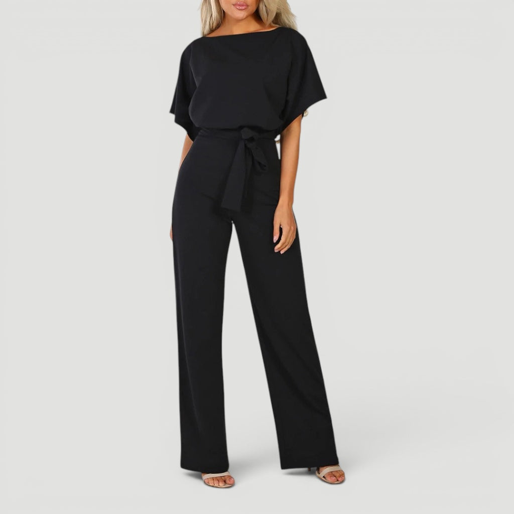 Comfortable women's wide leg jumpsuit in soft fabric, ideal for stylish spring and summer outfits.