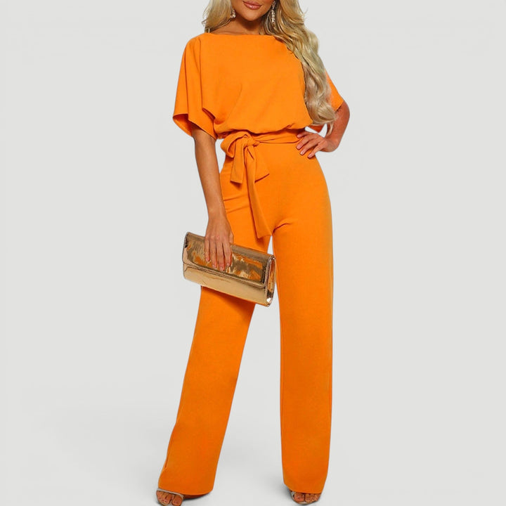 Effortless women's wide leg jumpsuit, a comfortable & stylish high waisted one-piece for summer & spring.