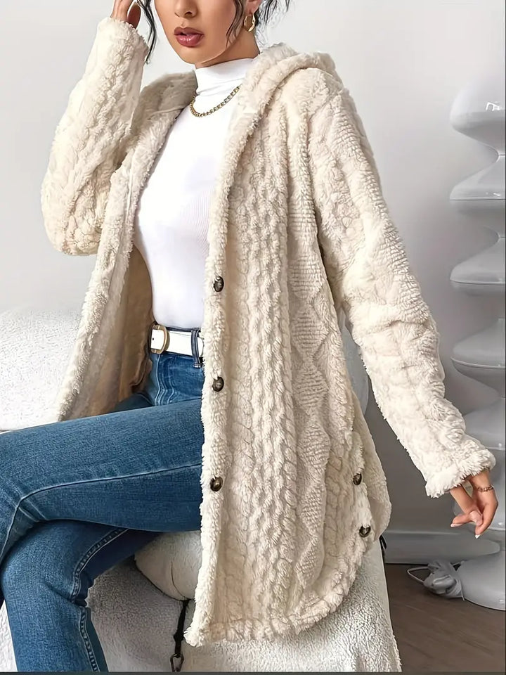 Everyday women's hooded longline cardigan, cozy & stylish for casual outings and relaxed comfort.