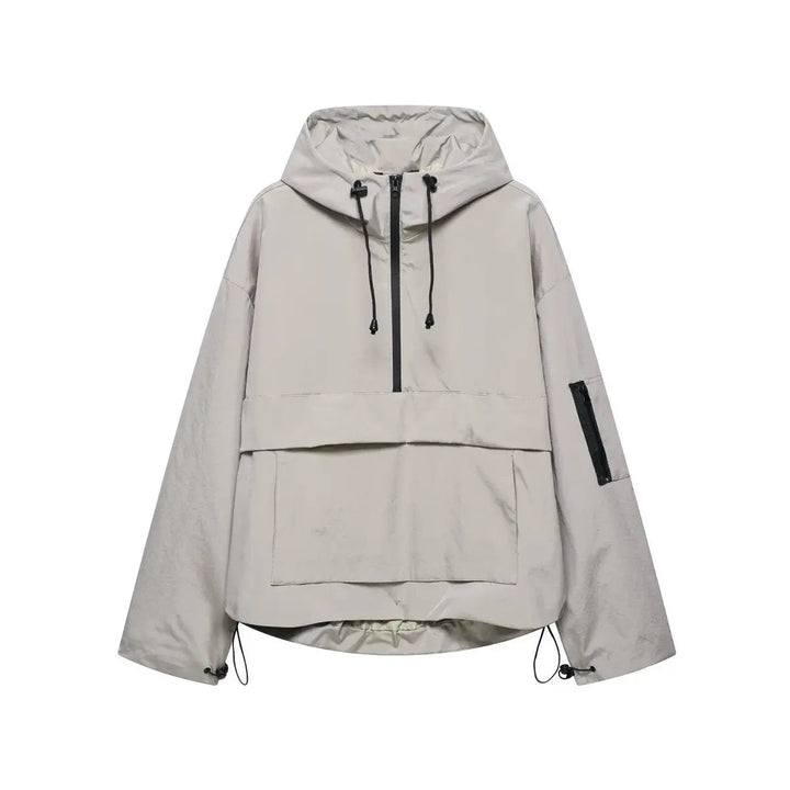 Lightweight women's windproof quilted anorak jacket. Hooded pullover, ideal casual outerwear for spring & fall.