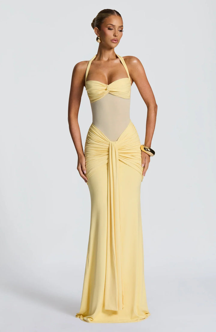 Women's Hourglass Silhouette Evening Maxi Dress, elegant for formal events & parties.
