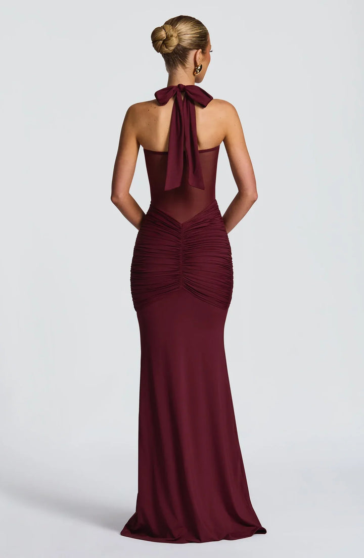 Women's elegant maxi dress, ideal as a formal evening gown, cocktail dress, or special occasion outfit.