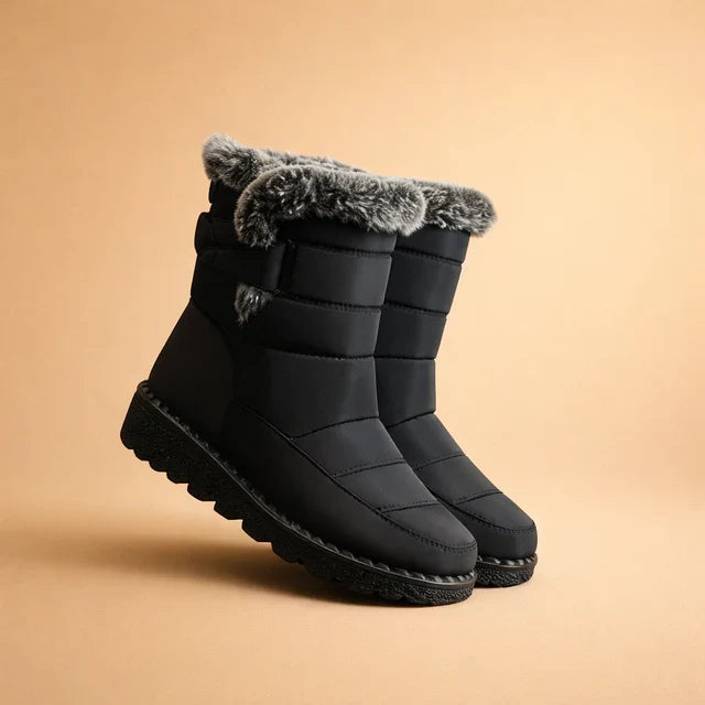 Durable non-slip women's snow boots, insulated for warm feet in icy, cold winter conditions.
