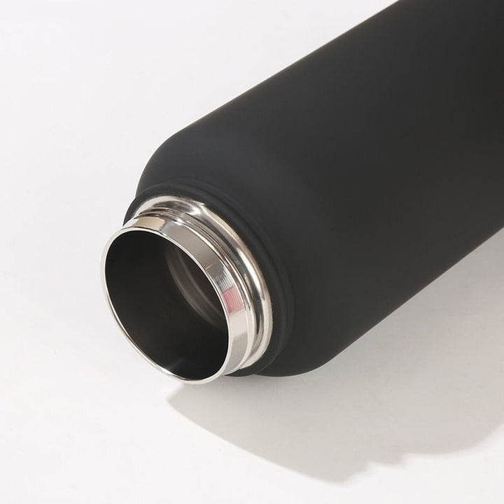 Thermal insulated stainless steel water bottle for women, ergonomic handle, perfect for portable hydration.