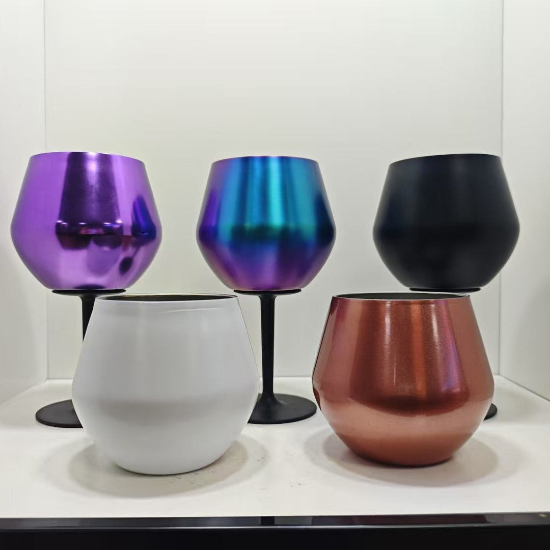 Insulated stainless steel wine tumbler for women, keeps wine chilled longer. Ideal portable beverage holder & reusable cup.