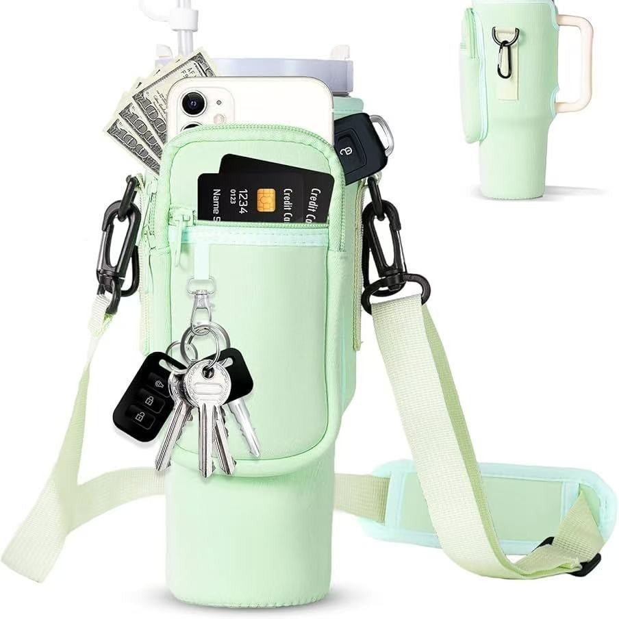 Women's insulated thermal flask, great for daily essentials, includes protective carry bag.