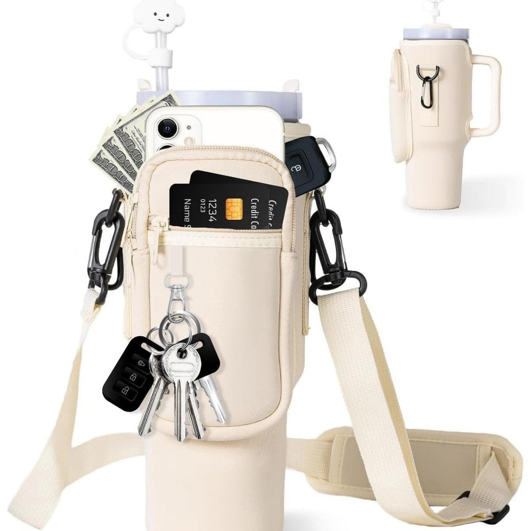 Versatile women's insulated water bottle for sports and daily use, with handy carry bag.