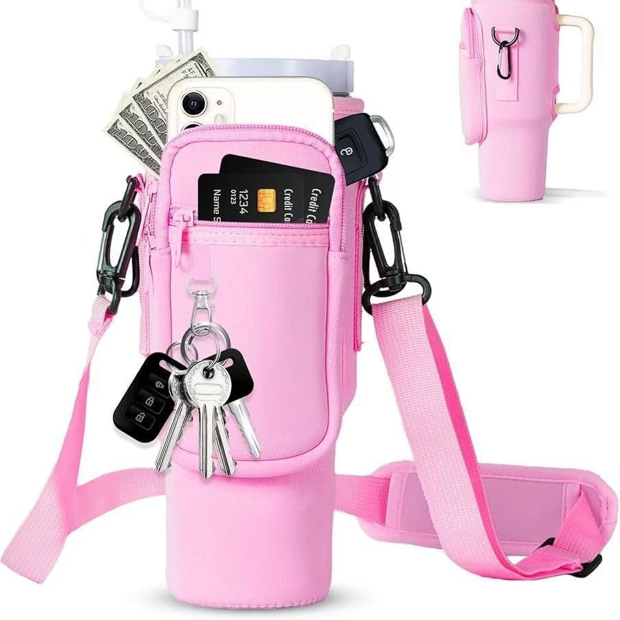 Stylish insulated women's bottle & an adjustable strap carry bag for easy hydration.