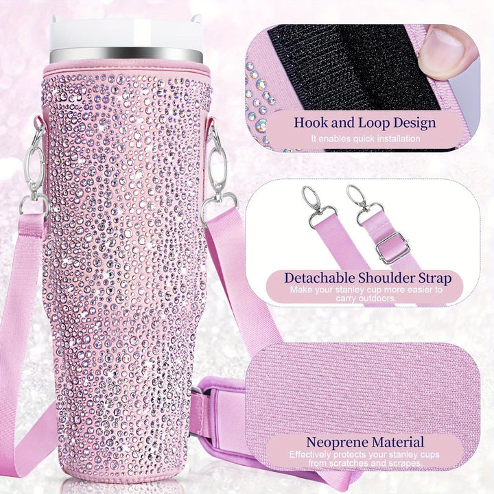 Women's daily essential: insulated water bottle for hot/cold drinks, plus versatile carry bag.
