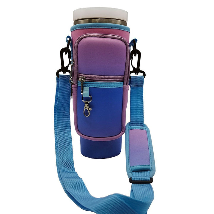 Women's sports hydration bottle, insulated, with a comfortable carry bag for gym/travel.