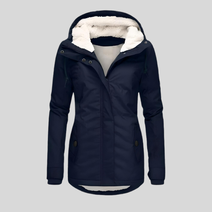 Weatherproof women's insulated winter coat, waterproof for ultimate cold weather protection.