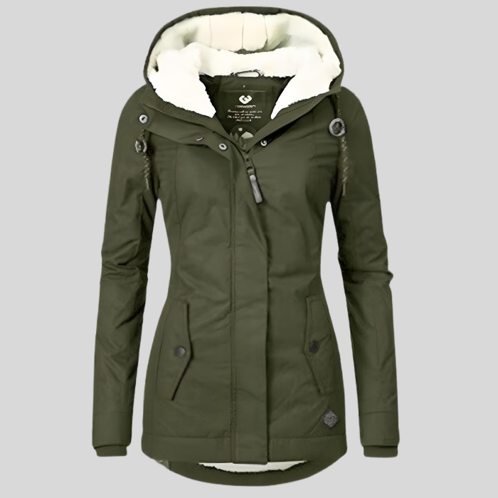 Cozy women's insulated waterproof winter coat, perfect for ultimate warmth and winter style.
