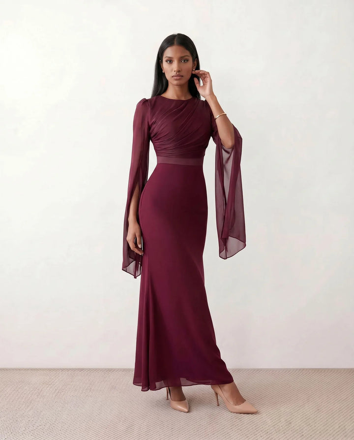 Elegant Women's Kamila Mermaid Maxi Dress, long and flowy, showcasing a flattering mermaid silhouette for summer.