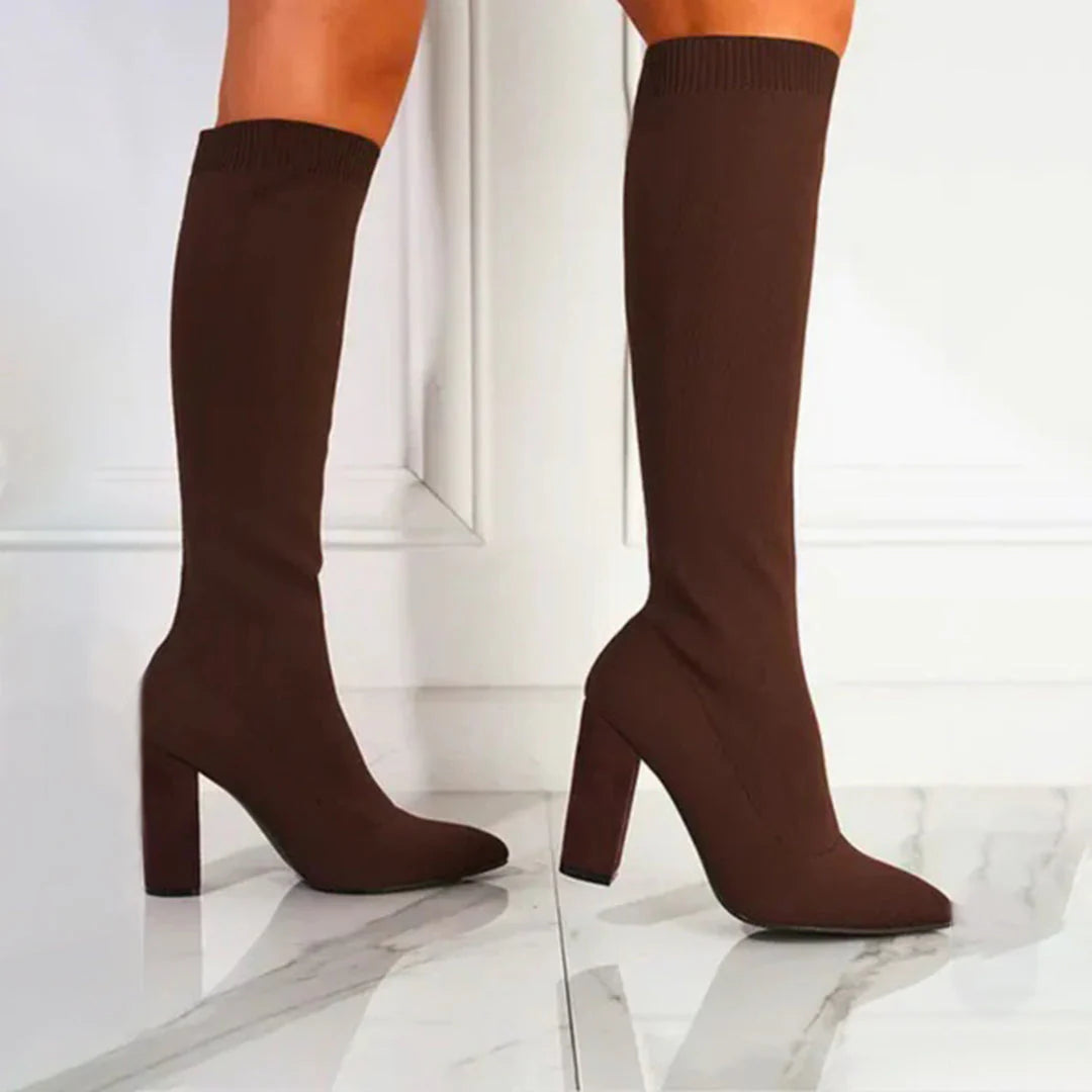 Fashionable women's knee-high boots, new season, perfect for autumn. Stylish & trendy ladies' footwear.