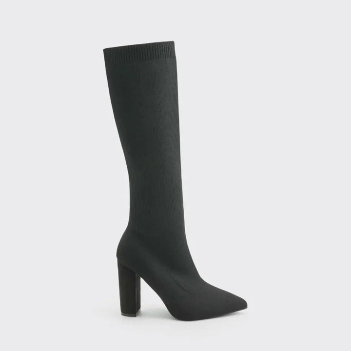 Classic style women's knee-high boots. Elegant block heel tall boots for ladies, perfect for fashion-forward looks.