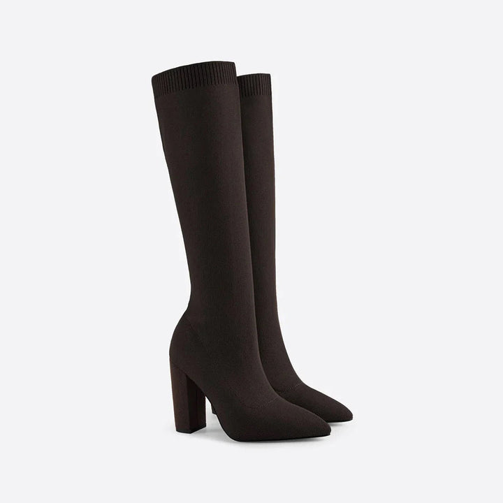 Comfortable women's knee-high boots with a contoured fit. Chic, trendy, and versatile ladies' tall footwear.