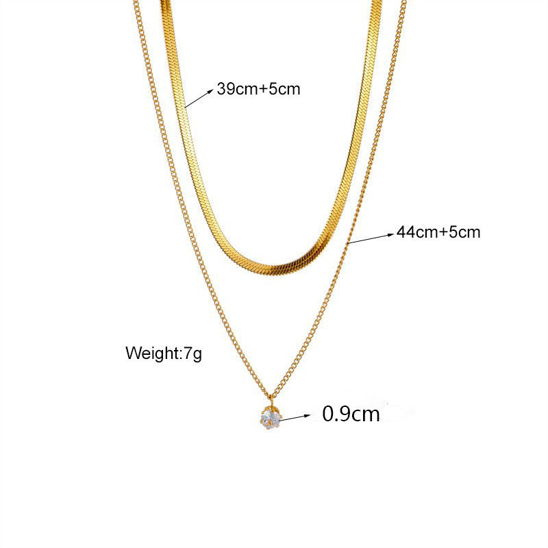 Stylish women's layered pendant necklace, gold-plated dual chains, an elegant and thoughtful gift for her.