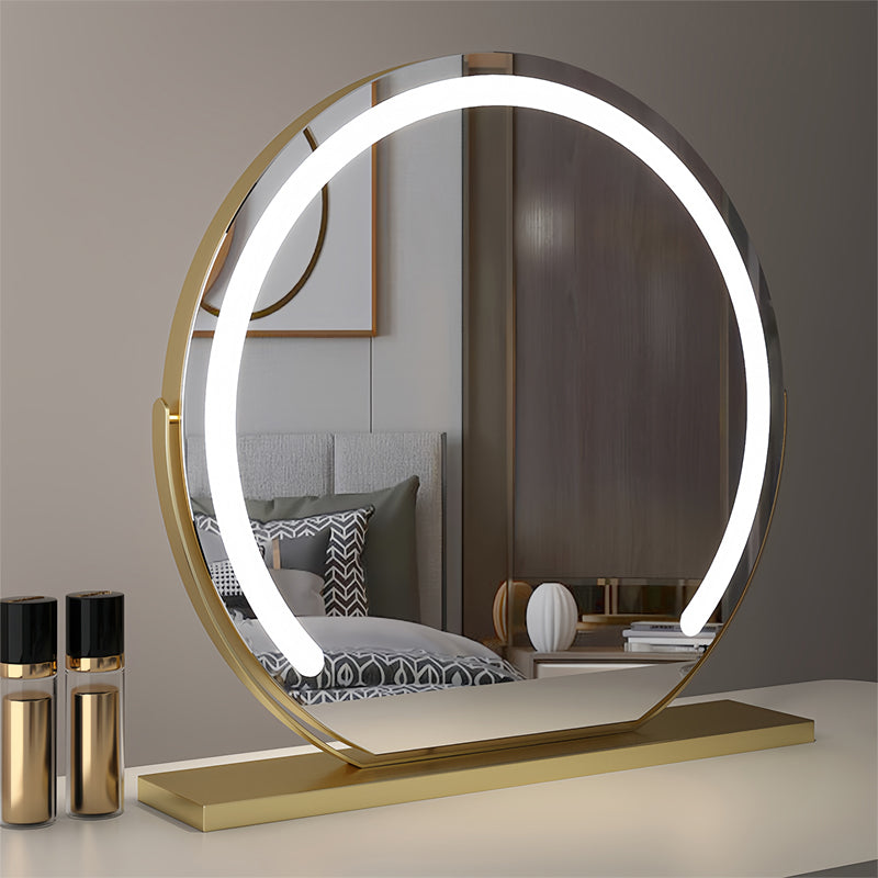 Rotating LED makeup mirror, offering precise lighting and easy touch control for flawless beauty.