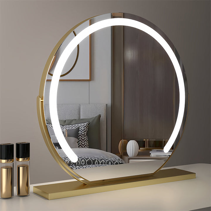 Rotating LED makeup mirror, offering precise lighting and easy touch control for flawless beauty.