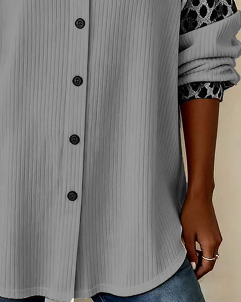 Everyday women's relaxed fit leopard print shirt with a sophisticated point collar.