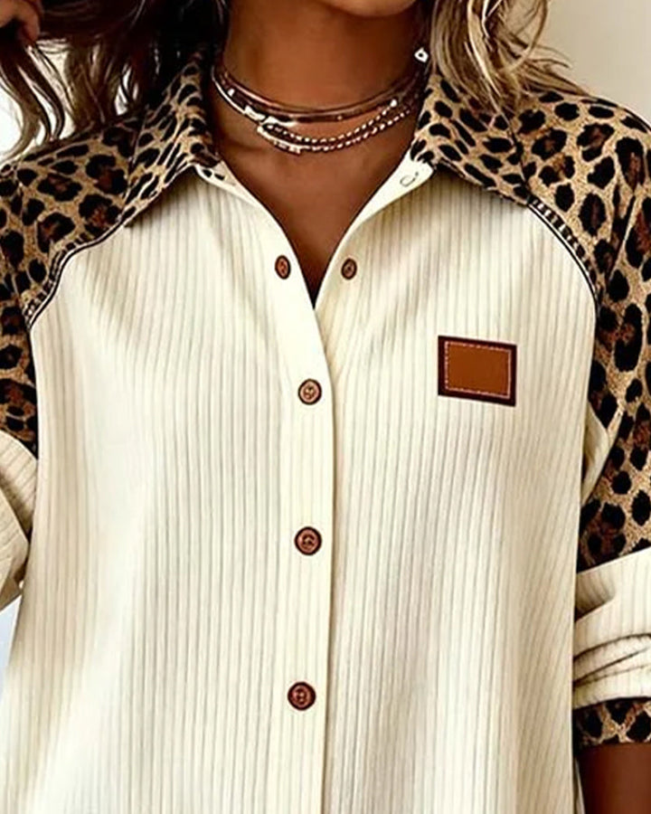 Winter fashion women's long sleeve animal print top, relaxed fit, versatile style.
