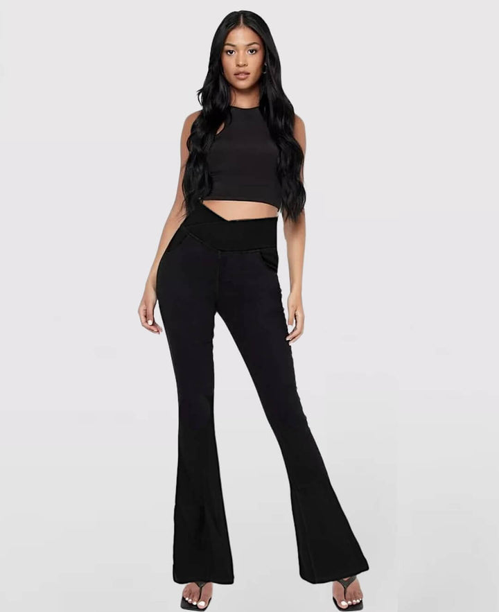 Slim fit grey stretch jeans for women, high-waisted, comfortable casual wear.
