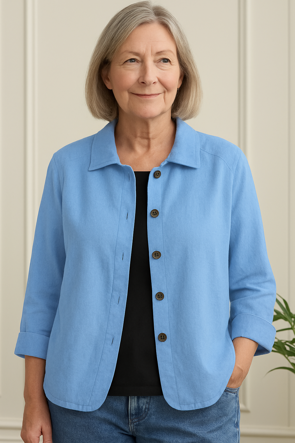 Women's lightweight button-front shirt cardigan, perfect for casual spring layering.