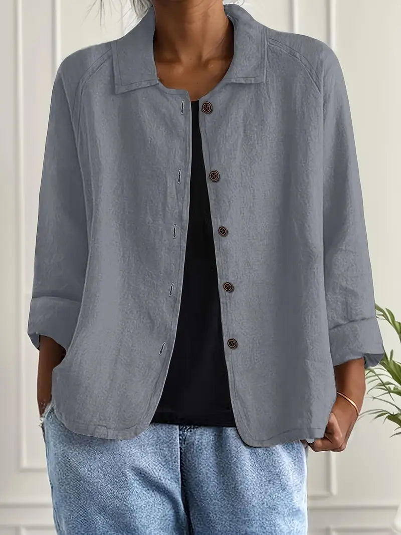 Casual women's shirt cardigan, a versatile long sleeve button-front top.