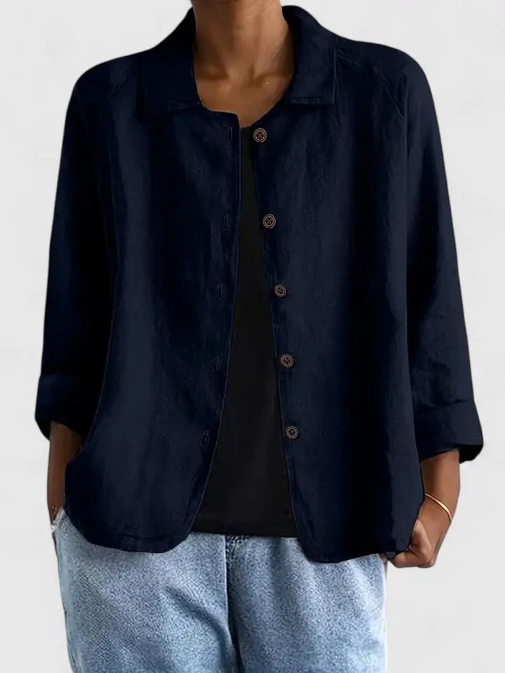 Chic women's lightweight button-up jacket, perfect for versatile spring, summer, or fall outfits.