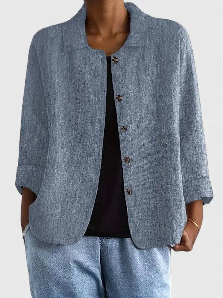 Effortless women's lightweight button-up jacket, great for layering in spring & fall.