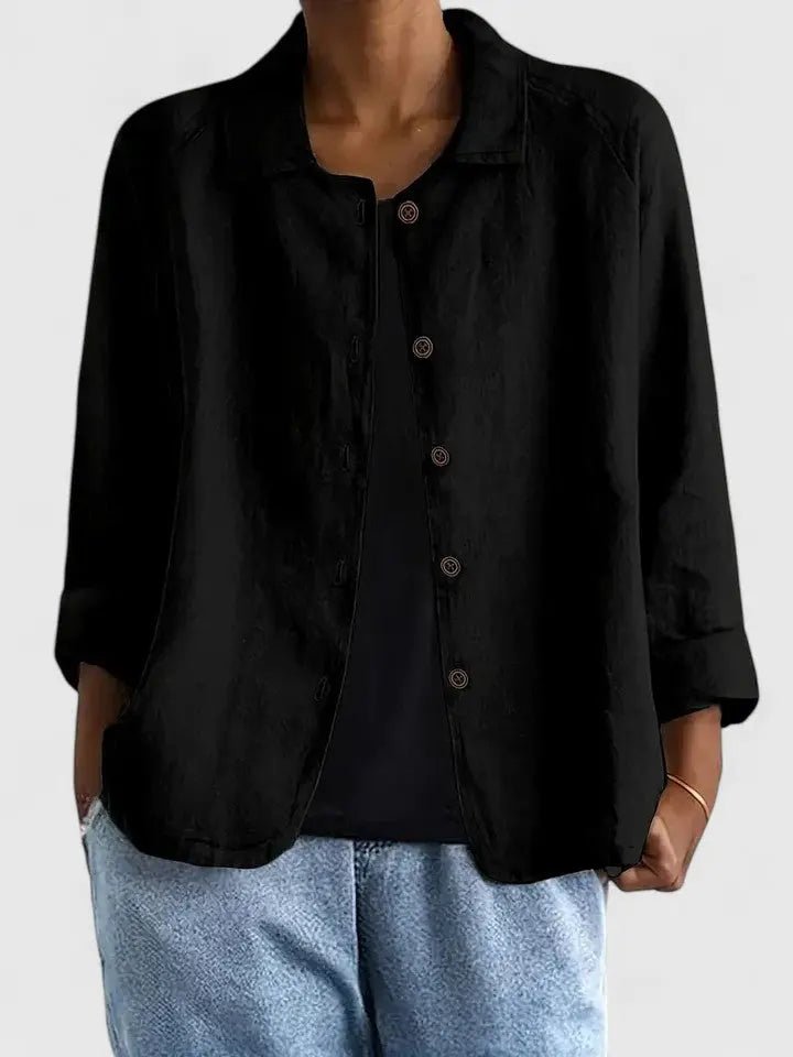 Stylish women's button-up jacket with a lightweight design, perfect for casual layering.