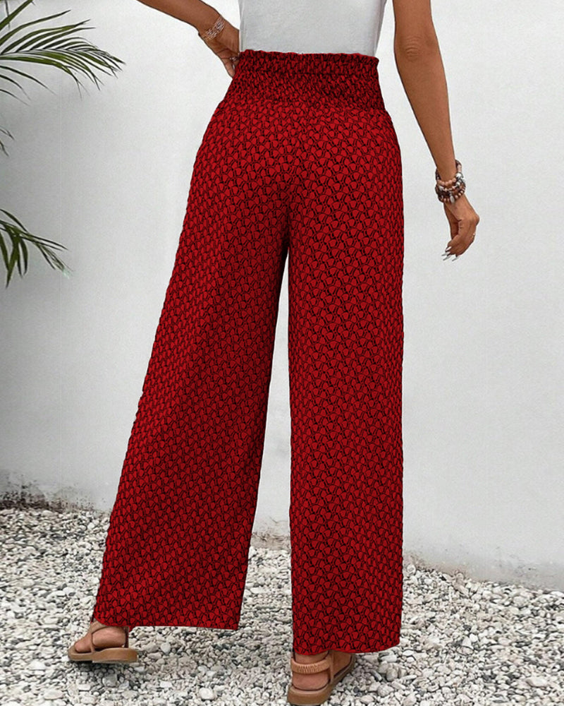 Summer-ready women's casual pants: lightweight, wide leg, elastic waist & a stylish abstract print.