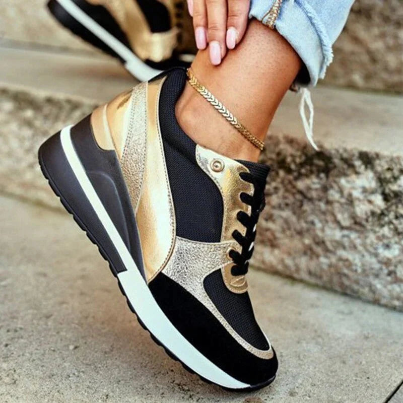 New women's lightweight knit walking shoes with responsive memory foam & arch support for all-day comfort.