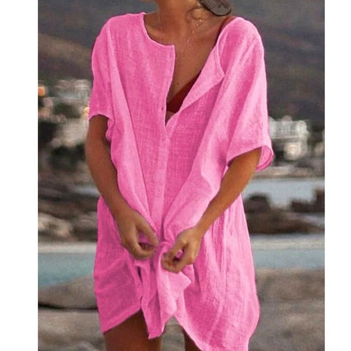 Comfortable lightweight midi dress for women, a stylish casual cover-up perfect for the beach and resort.