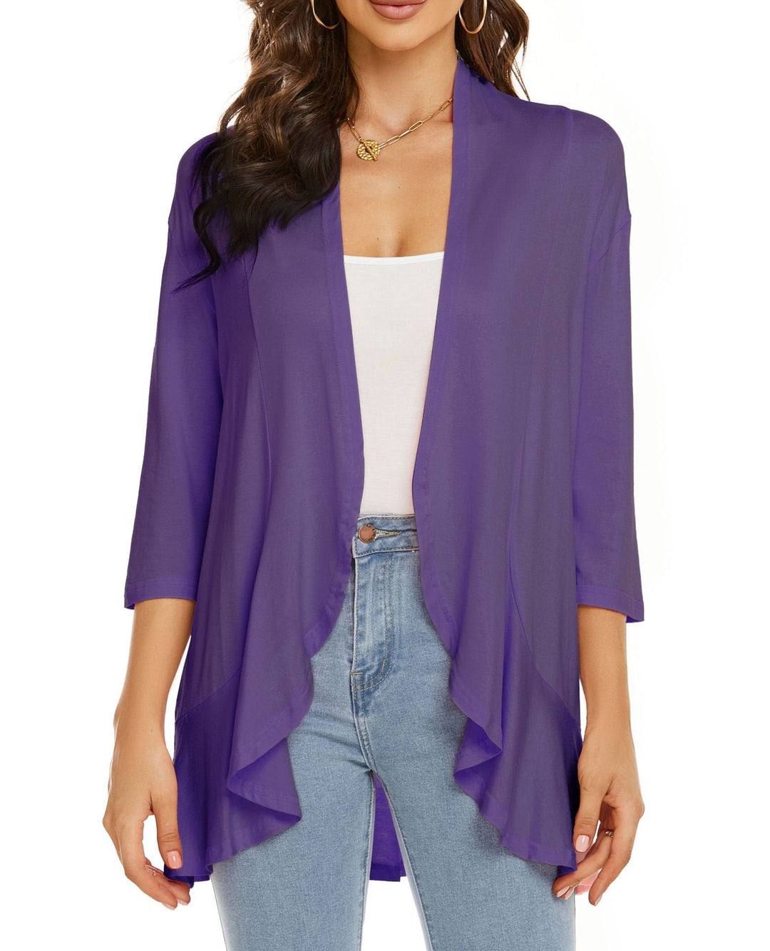 Women's lightweight open-front cardigan, perfect for versatile everyday layering. Chic casual style.