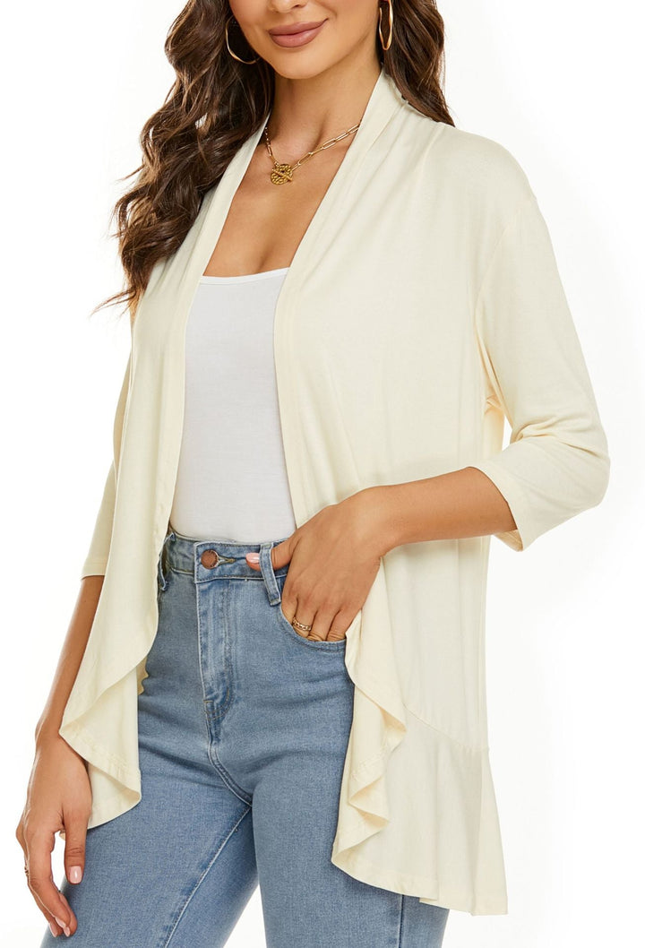 Versatile women's lightweight open-front cardigan, ideal for chic layering and effortless everyday style.