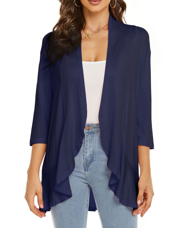 Comfortable women's lightweight open-front cardigan, perfect for casual layering and everyday fashion.