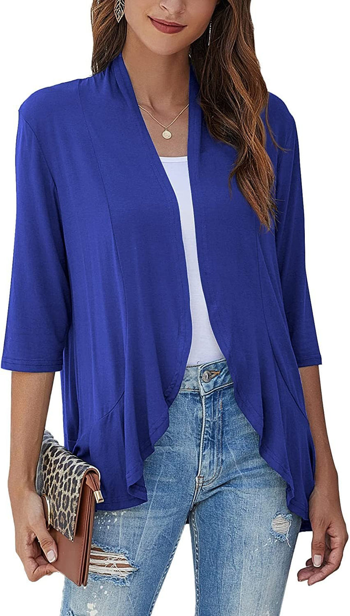 Black women's lightweight open-front cardigan, a versatile fashion staple for chic everyday layering.