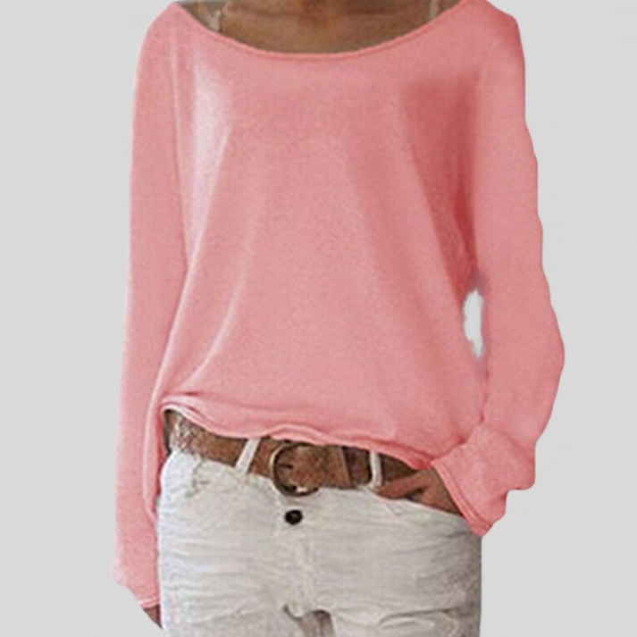 Women's lightweight pullover sweater with round neck, long sleeves. Comfortable & versatile for everyday fall/spring wear.
