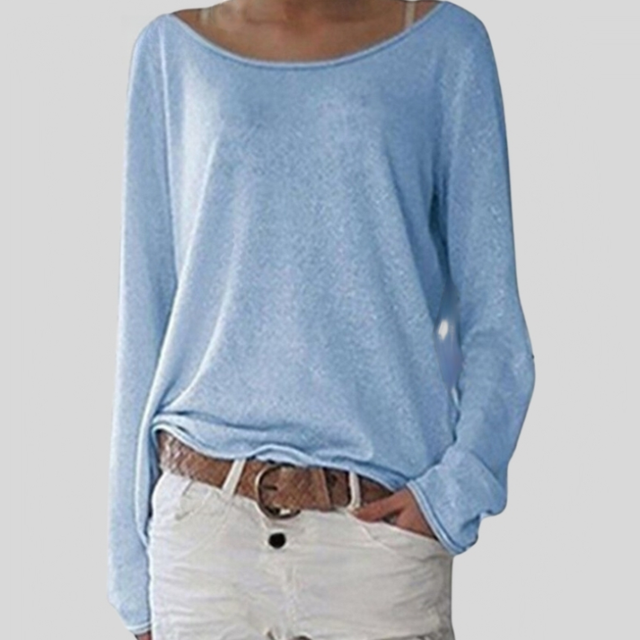 Close-up of women's lightweight pullover sweater fabric. Soft, comfortable, and cozy for spring & fall everyday wear.